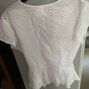 flower eyelet patterned blouse